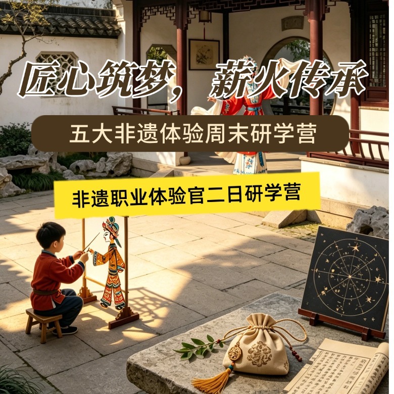 2天薪火传承非遗研学营|昆曲体验+影子戏法+非遗驱蚊香包制作